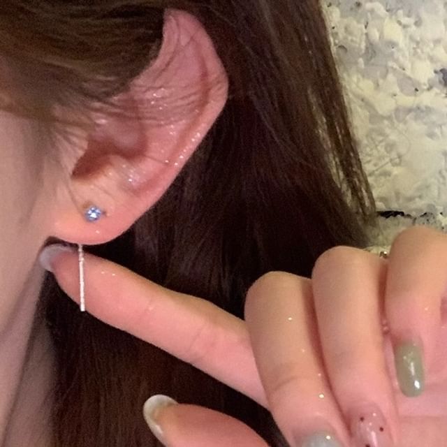 Earring Rhinestone Threader Flower FashionChic