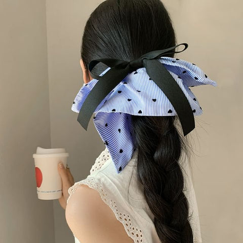 Print Scrunchie Heart Striped Bow FashionChic