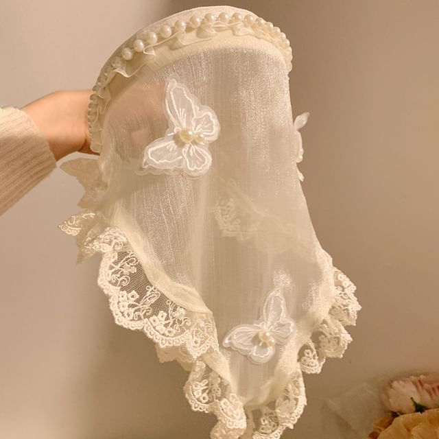 Lace Headband Trim Butterfly Applique FashionChic