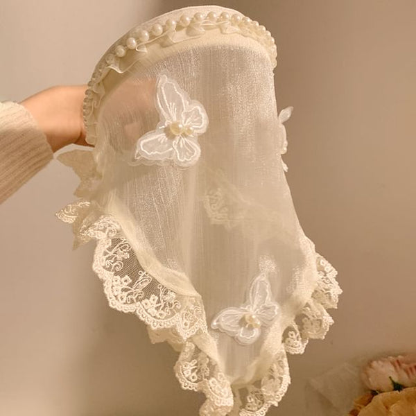 Lace Headband Trim Butterfly Applique FashionChic