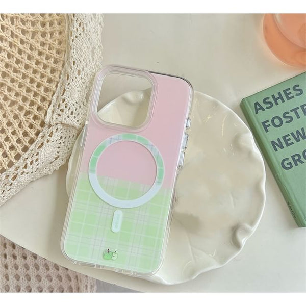 MagSafe) Case with (Compatible Apple Magnetic Phone Plaid FashionChic