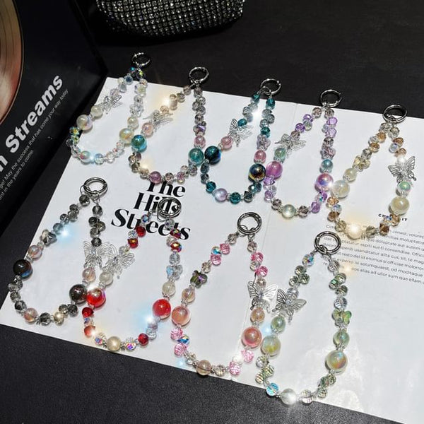 Strap Wrist Phone Beaded Butterfly Crystal Faux FashionChic