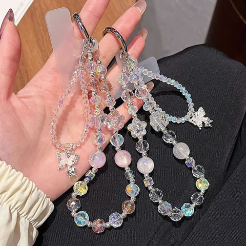 with Wrist Beaded Strap Pad Butterfly Phone Lanyard Faux Crystal FashionChic