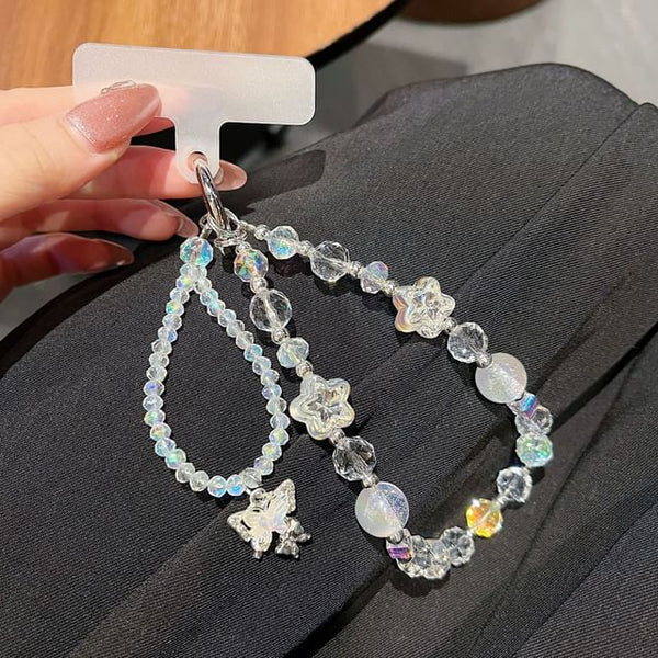 with Wrist Beaded Strap Pad Butterfly Phone Lanyard Faux Crystal FashionChic