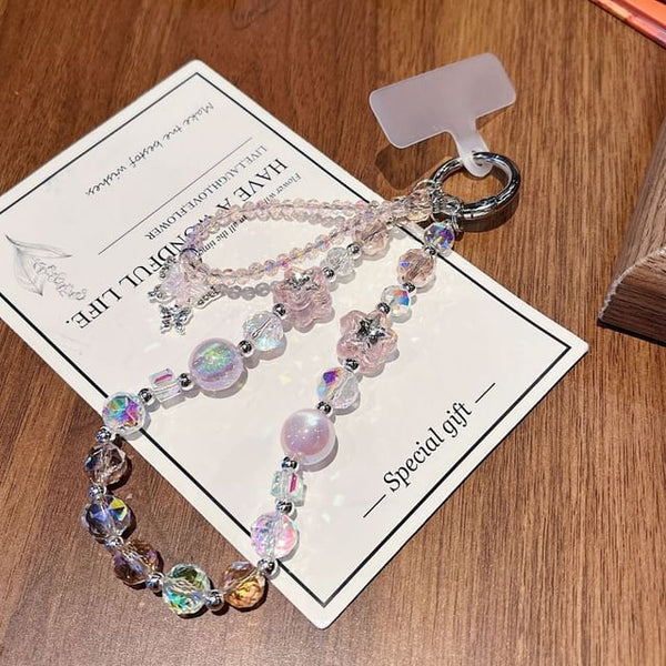 with Wrist Beaded Strap Pad Butterfly Phone Lanyard Faux Crystal FashionChic