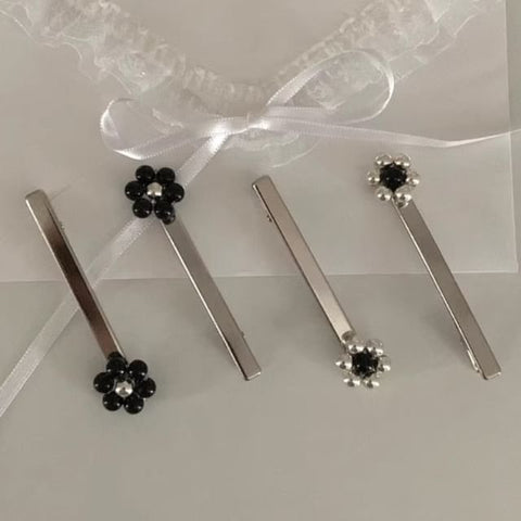 Hair Beaded Flower Set Clip 2: of FashionChic