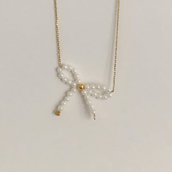925 Necklace Sterling Beaded Silver Bow FashionChic