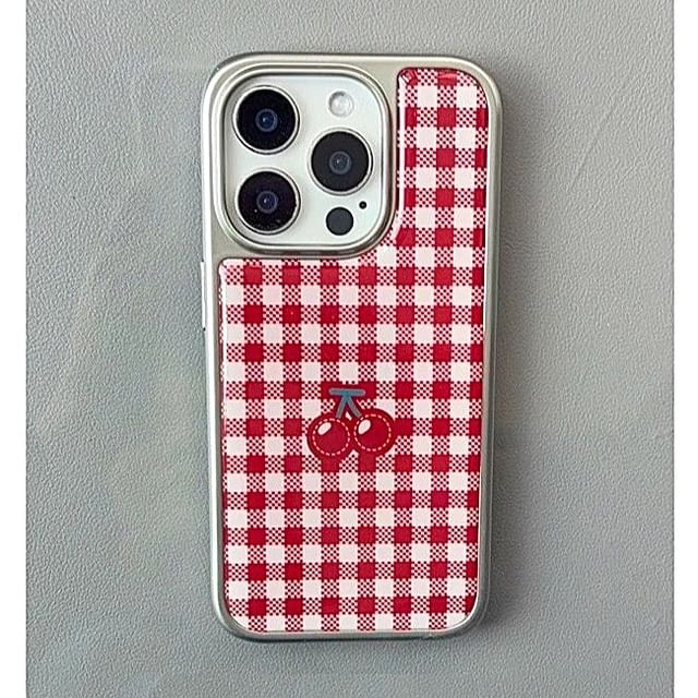 Phone Print Case Gingham Cherry FashionChic
