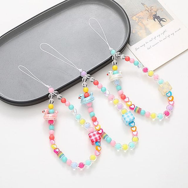 Plastic (Various Bead Duck Cube Phone Strap Designs) FashionChic