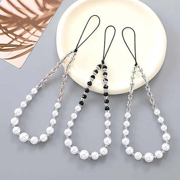 Faux Strap Phone Rhinestone Pearl FashionChic