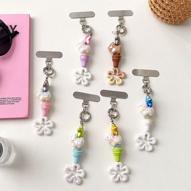 Cream Charm Phone Designs) Ice Lanyard Pad Floral (Various with FashionChic
