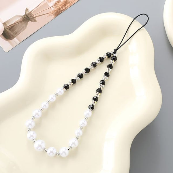 Faux Strap Phone Rhinestone Pearl FashionChic