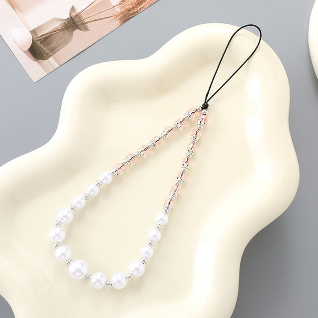 Faux Strap Phone Rhinestone Pearl FashionChic