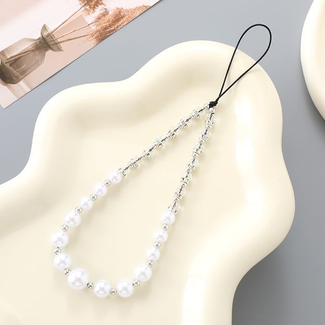 Faux Strap Phone Rhinestone Pearl FashionChic
