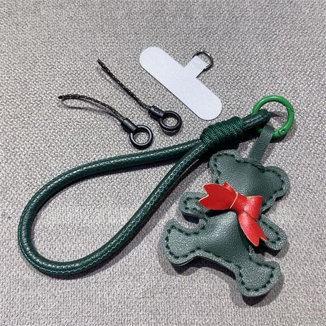 Leather with Faux and Bear Pad Phone Lanyard Strap FashionChic