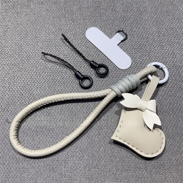 Leather with Faux and Bear Pad Phone Lanyard Strap FashionChic