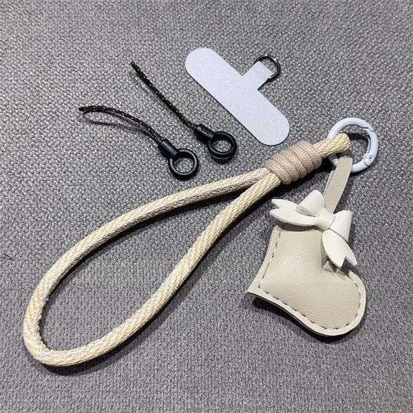 Leather with Faux and Bear Pad Phone Lanyard Strap FashionChic