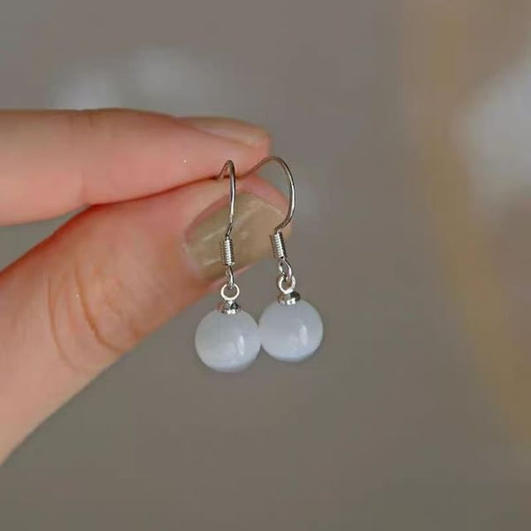 Cat Bead Earring Stone Faux Eye Dangle Alloy FashionChic