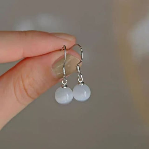 Cat Bead Earring Stone Faux Eye Dangle Alloy FashionChic