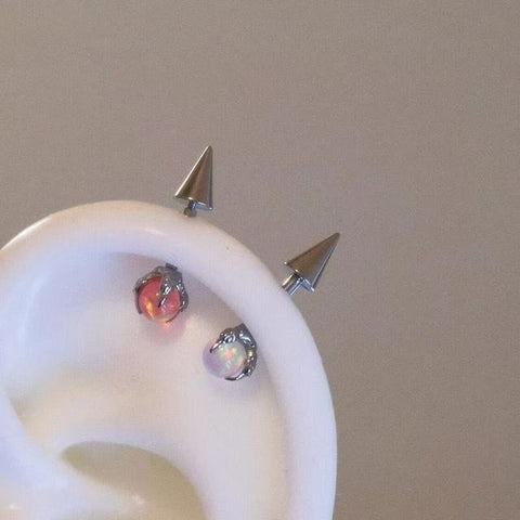 Faux Gemstone Earring Through Alloy Claw FashionChic