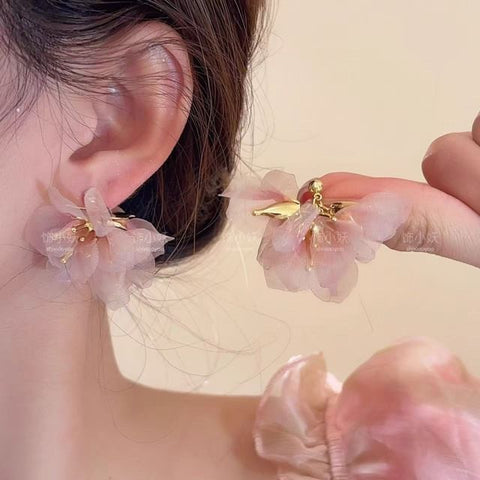 Organza Alloy Petal Drop Earring FashionChic
