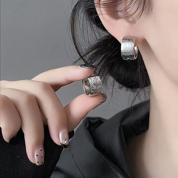 Huggie Alloy Earring Brushed FashionChic