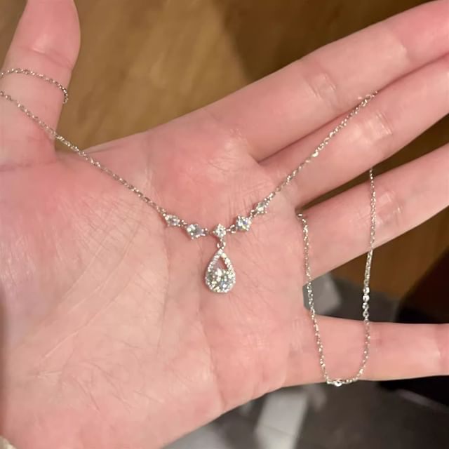 Pendant Alloy Rhinestone Droplet Necklace FashionChic