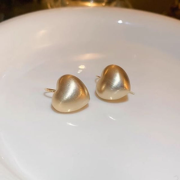 Brushed Alloy Drop Earring Heart FashionChic