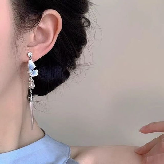 Butterfly Threader Earring Faux Crystal Alloy FashionChic