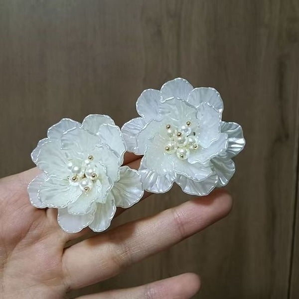 Earring Floral Pearl Alloy Statement Faux FashionChic