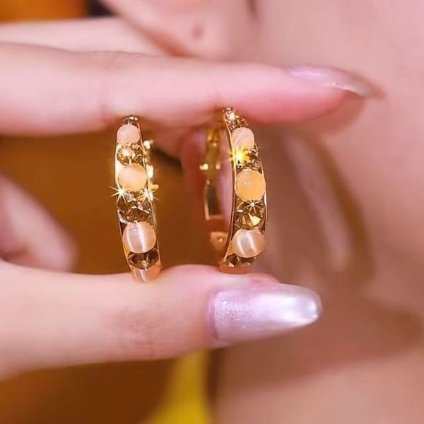 Rhinestone Alloy Hoop Gemstone Faux Earring FashionChic