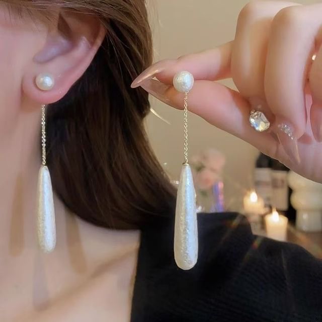 Pearl Droplet Earring Dangle Alloy Faux FashionChic