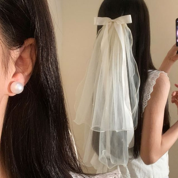 Bow Hair Mesh Veil Clip FashionChic