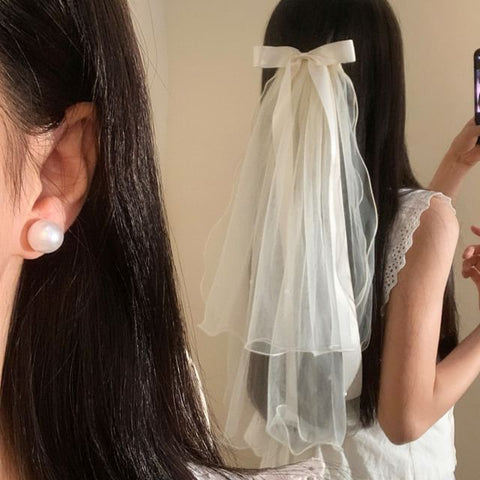 Bow Hair Mesh Veil Clip FashionChic