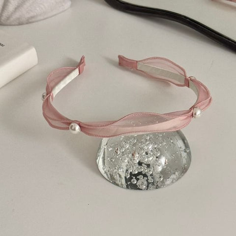 Headband Mesh Faux Pearl FashionChic