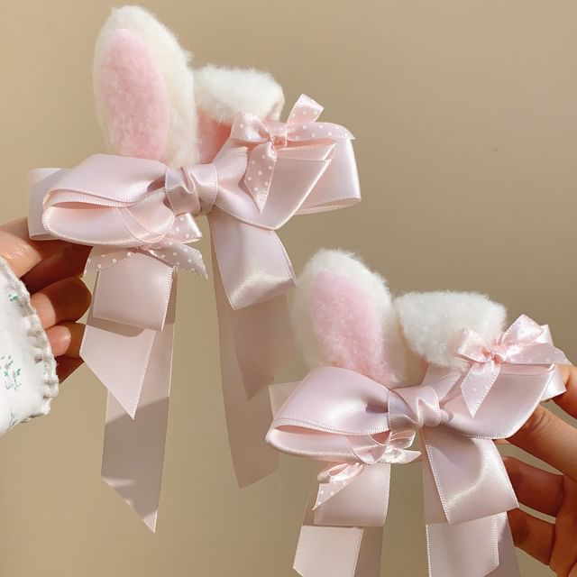 / Set Clip Ear Bow Rabbit Hair FashionChic