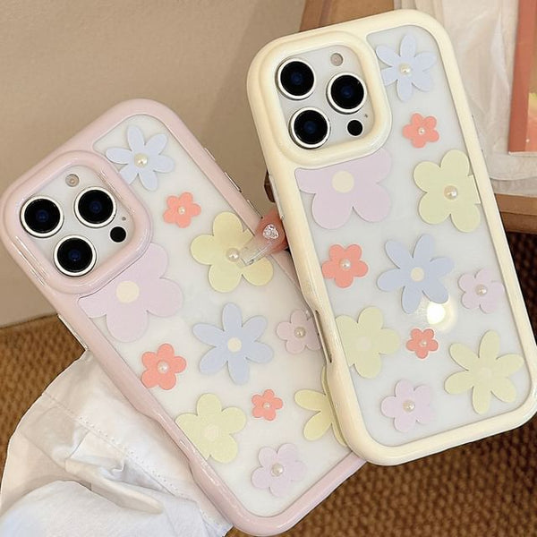 Sticker + Set: Case Faux Pearl iPhone Floral Print FashionChic