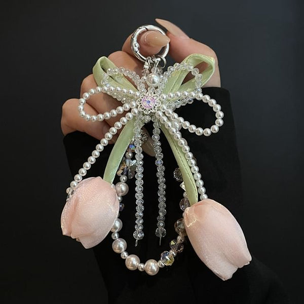 Pearl Pad Faux Lanyard Phone with FashionChic