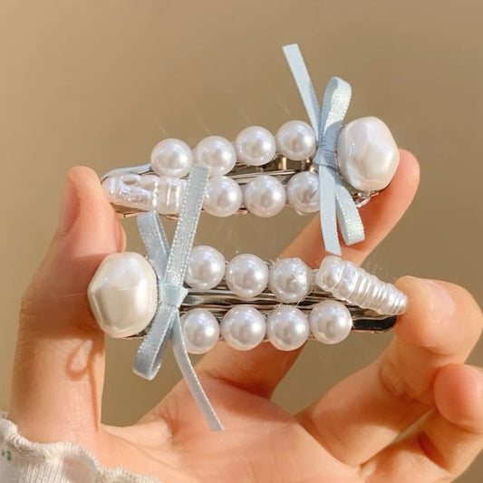Set Pearl Clip Faux Hair / FashionChic