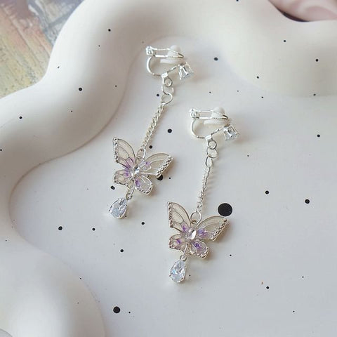 / Earring Dangle Clip Butterfly On FashionChic