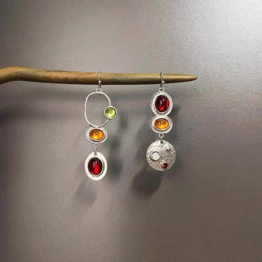 Gemstone Dangle Asymmetrical Earring FashionChic