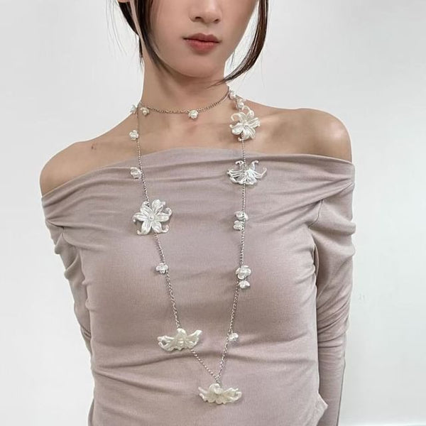 Necklace Floral Long FashionChic