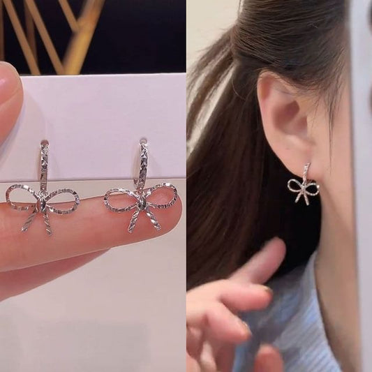 Drop Huggie Earring Bow FashionChic