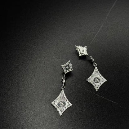 Earring Drop Rhombus Clip-On Rhinestone FashionChic
