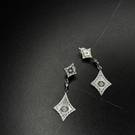 Earring Drop Rhombus Clip-On Rhinestone FashionChic