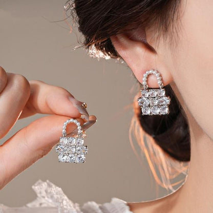 Faux Drop Rhinestone Handbag Pearl Earring FashionChic