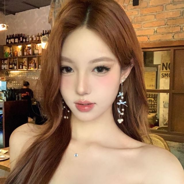 Fringed Earring Bow Pearl Drop Faux FashionChic