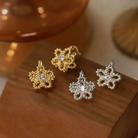 Huggie Flower Earring Rhinestone FashionChic