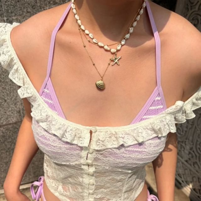 Station Shell Pendant Chain Set: + Starfish Necklace FashionChic