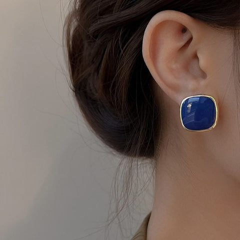 Earring 925 Square Silver Sterling Stud FashionChic